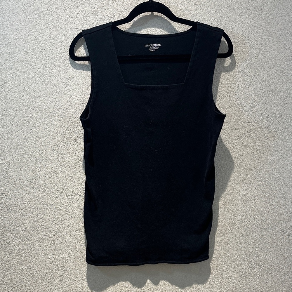 Real Comfort Women's Black Square Neck Tank Top Size XL